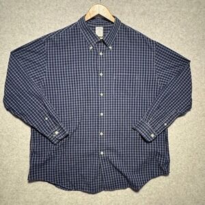 Brooks Brothers‎ Regent Fit Blue Plaid Cotton Button Down Shirt Mens XXL